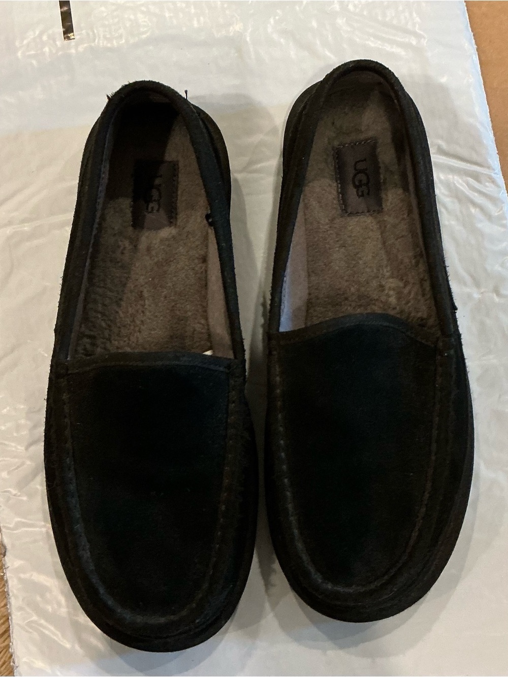 UGG Men's Black Suede Slip-On Moccasin Loafers